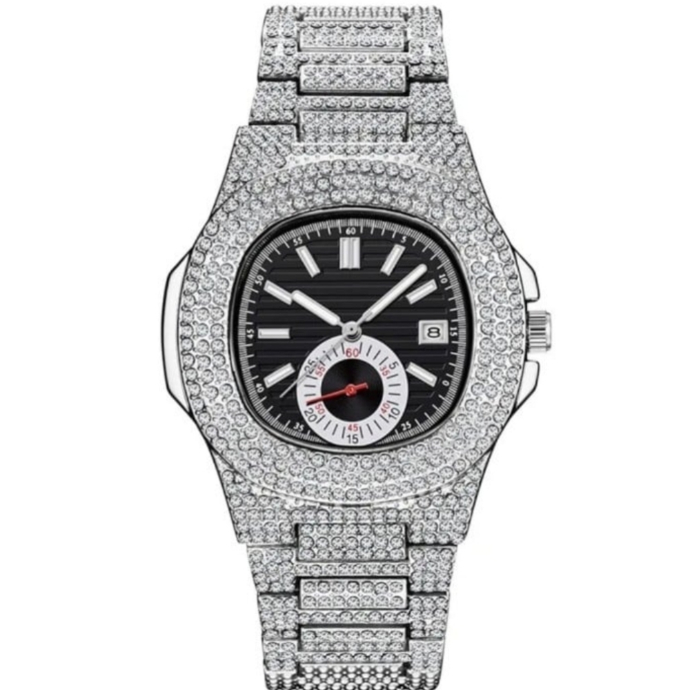 Mens Luxury Hiphop Full Ice Simulated Diamonds (CZ) Quartz Movement Watch